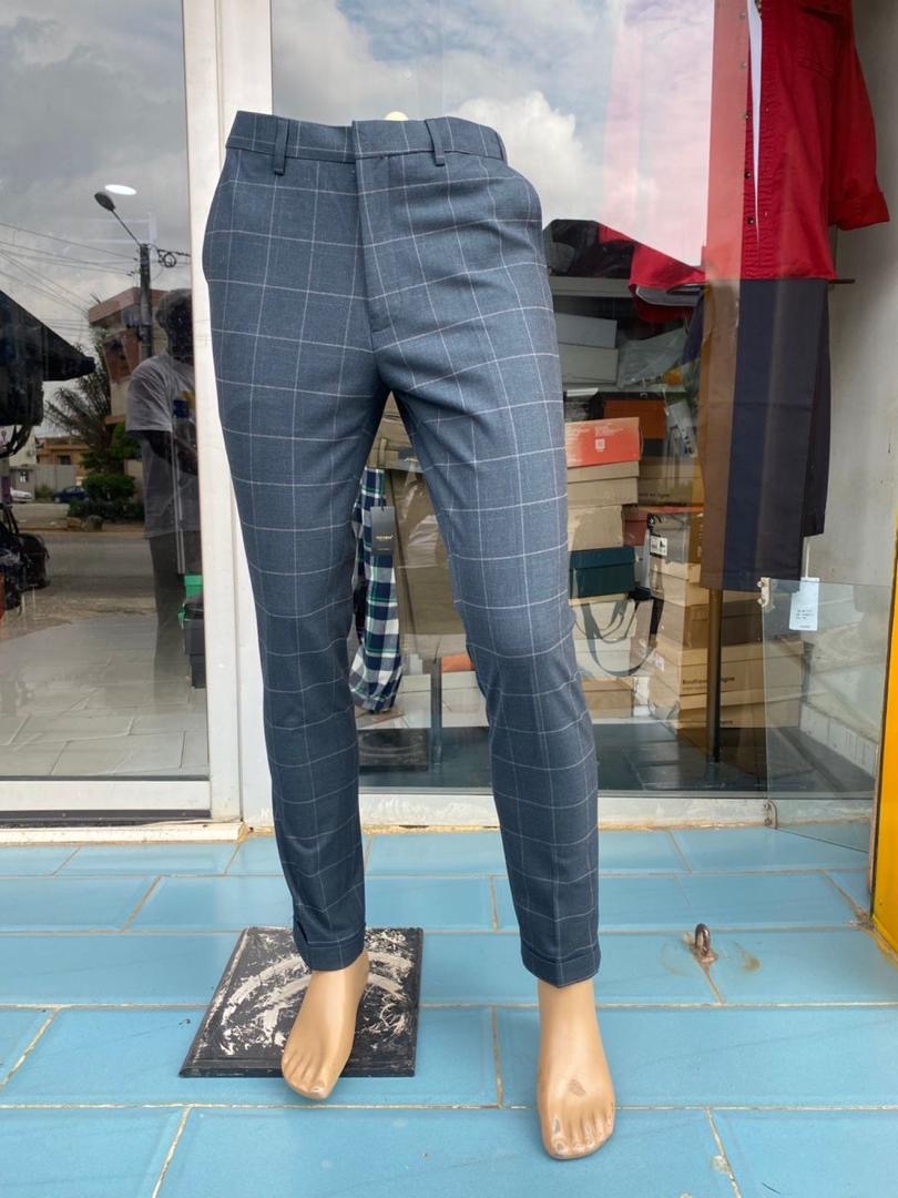 Pantalon à Carreaux Bleu Marine