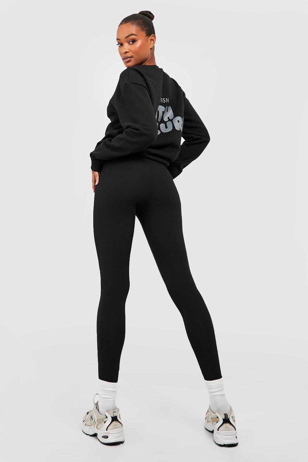 Boohoo - Legging Côtelé - Noir back view