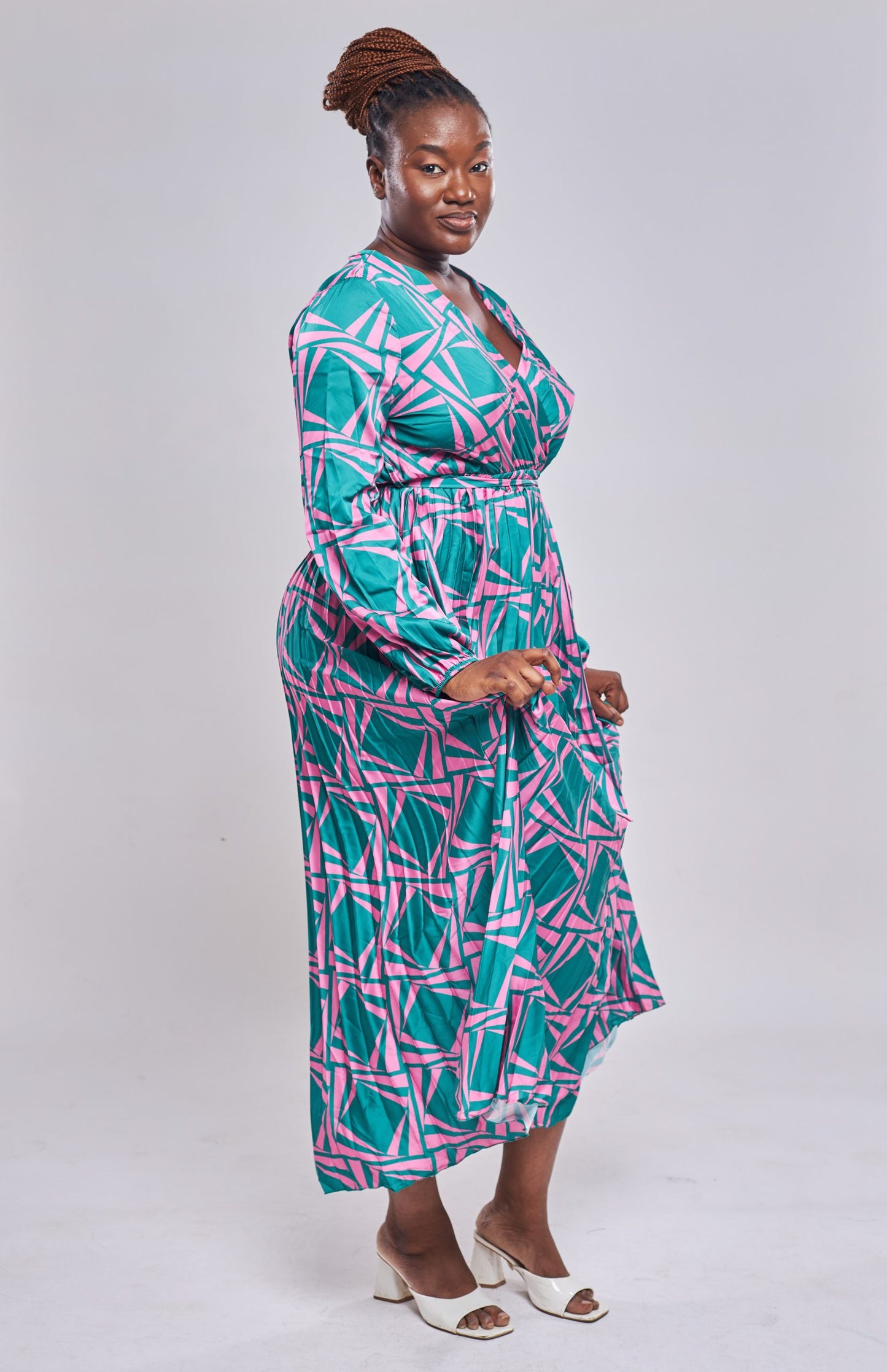 Boohoo - Robe cache-coeur mi-longue à imprimé azteque side view 2