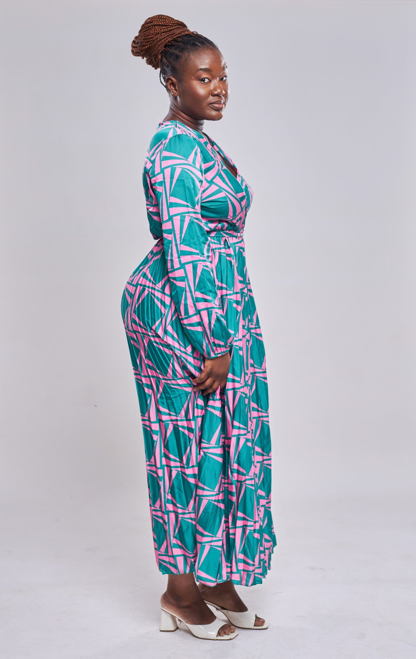 Boohoo - Robe cache-coeur mi-longue à imprimé azteque side view