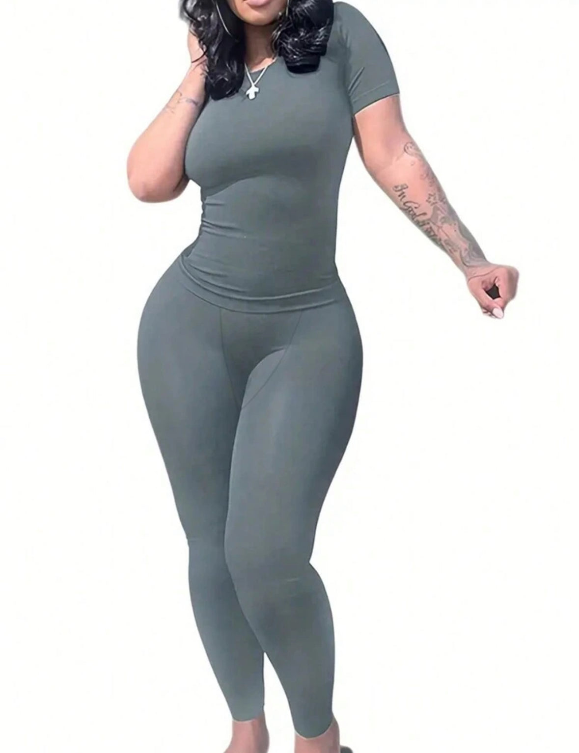 Shein- Inawly T-shirt et legging Unicolore