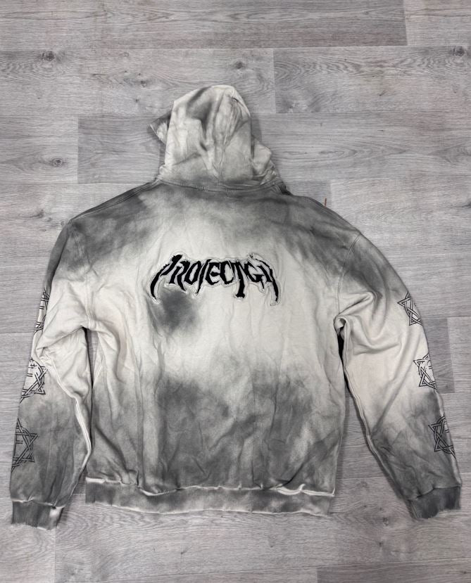 Hoodie Tie-Dye Oversized "PROJECTGOTH" Gris