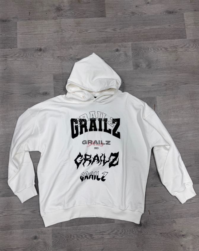 Hoodie Oversized "GRAILZ" Blanc