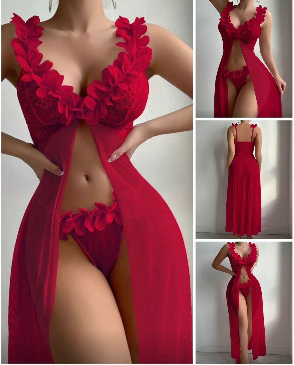 Babydoll bleu royal dentelle et chaînes