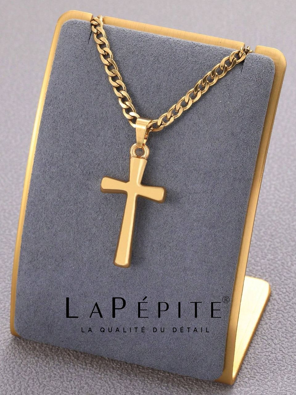 Chaine avec Pendentif Croix Minimal Or La Pépépite