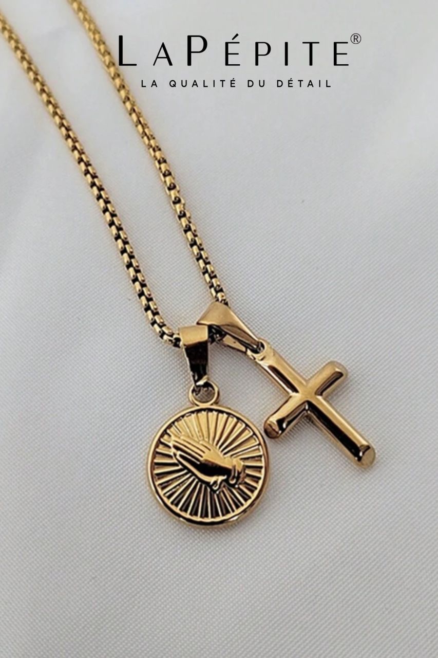 Chaîne Pendentif Croix & Prière Rayonnante La Pépépite