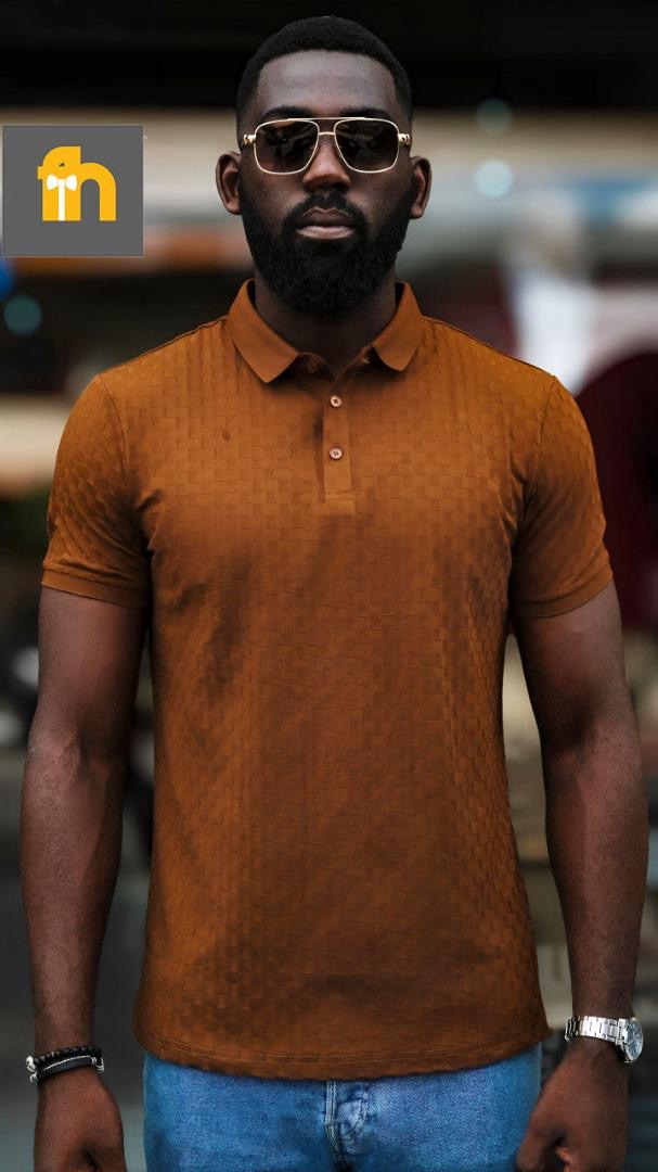 Polo Homme Texturé – Camel