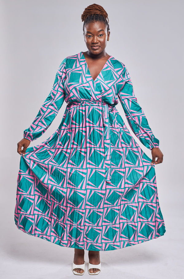 Boohoo - Robe cache-coeur mi-longue à imprimé azteque