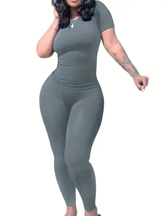 Shein- Inawly T-shirt et legging Unicolore