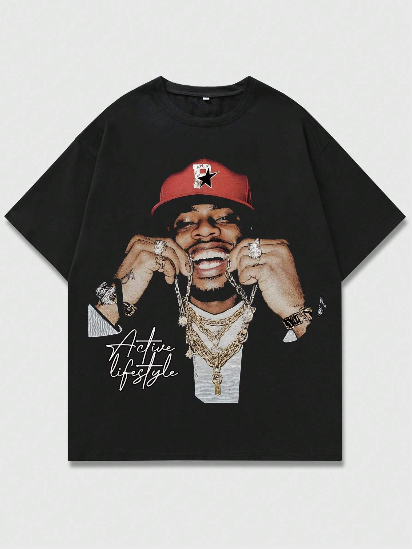 SHEIN -  T-shirt à manches courtes avec impression de portrait