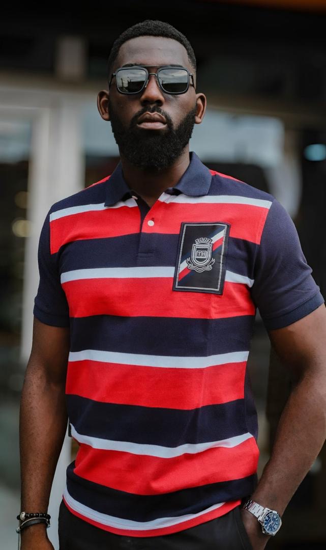 Polo Homme Rayé Tricolore – Marine/Rouge/Blanc