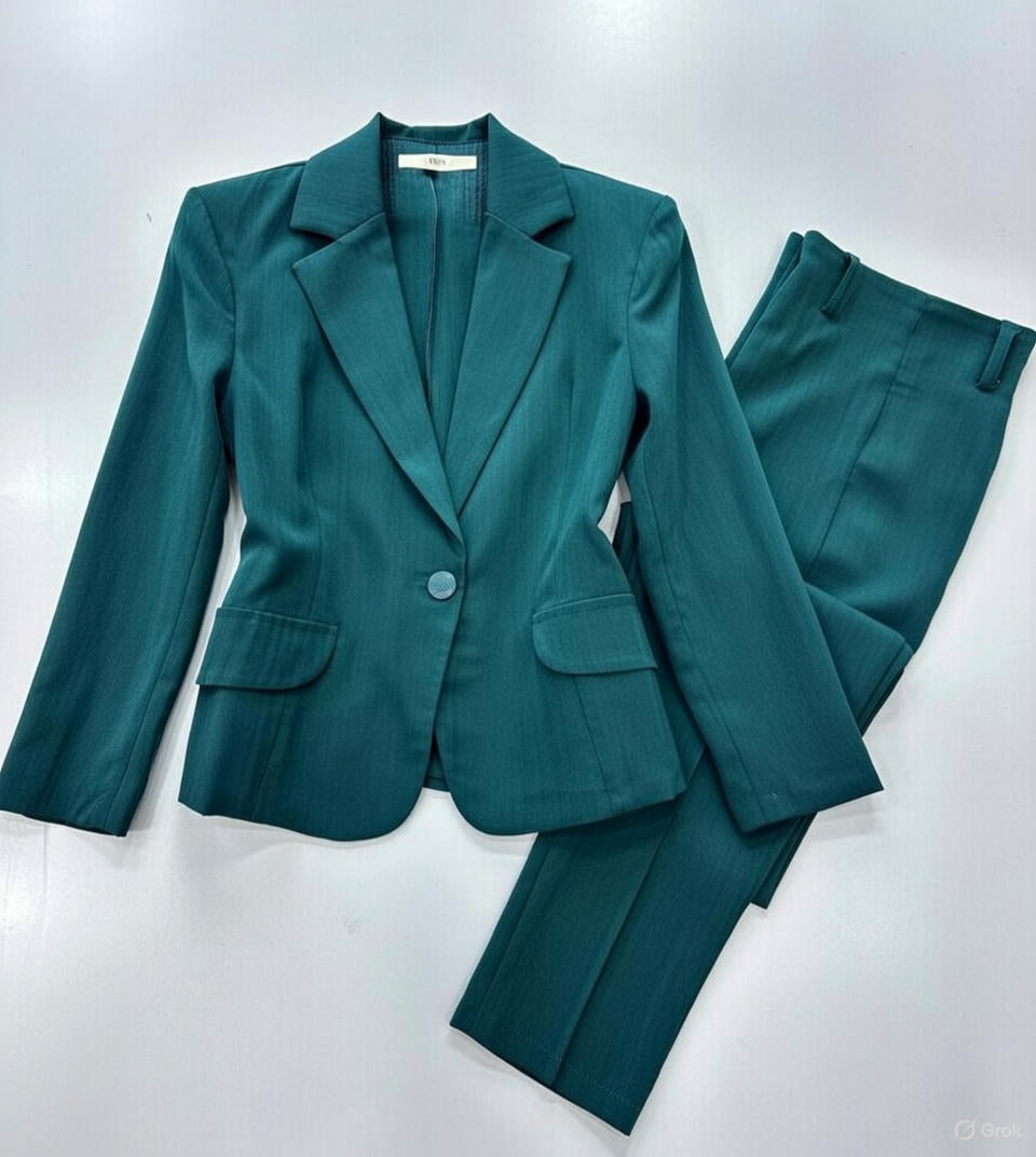 Tailleur pantalon vert émeraude