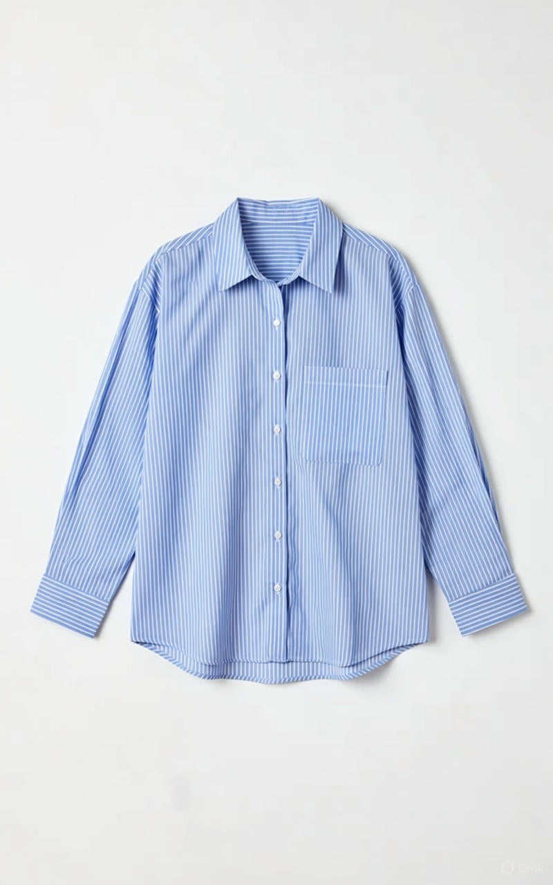 Shein - Chemise rayée bleu et blanc