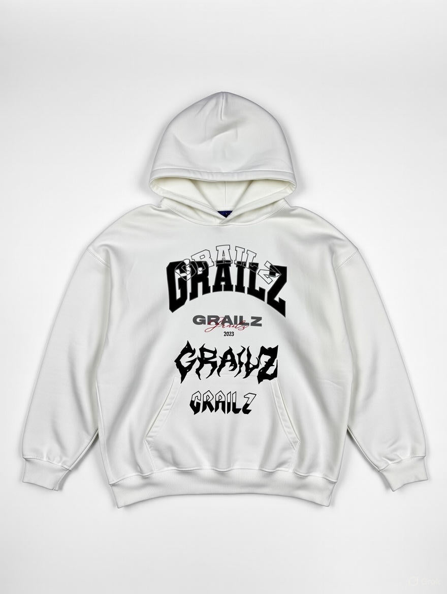 Hoodie Oversized "GRAILZ" Blanc