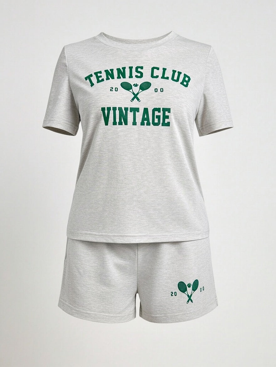 SHEIN - Ensemble Détente Short & T-Shirt À Lettres