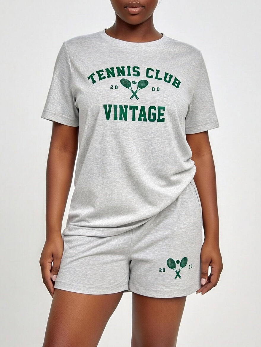 SHEIN - Ensemble Détente Short & T-Shirt À Lettres