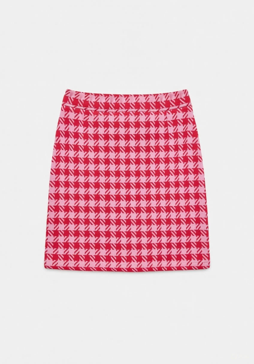 Boohoo - Mini-Jupe Pied De Poule-Rose