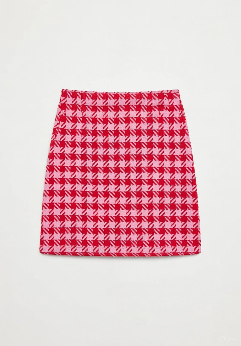 Boohoo - Mini-Jupe Pied De Poule-Rose