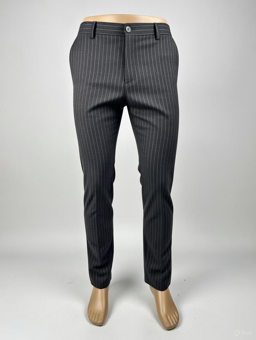 Pantalon à Rayures Gris Anthracite