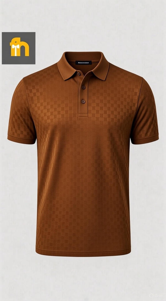 Polo Homme Texturé – Camel