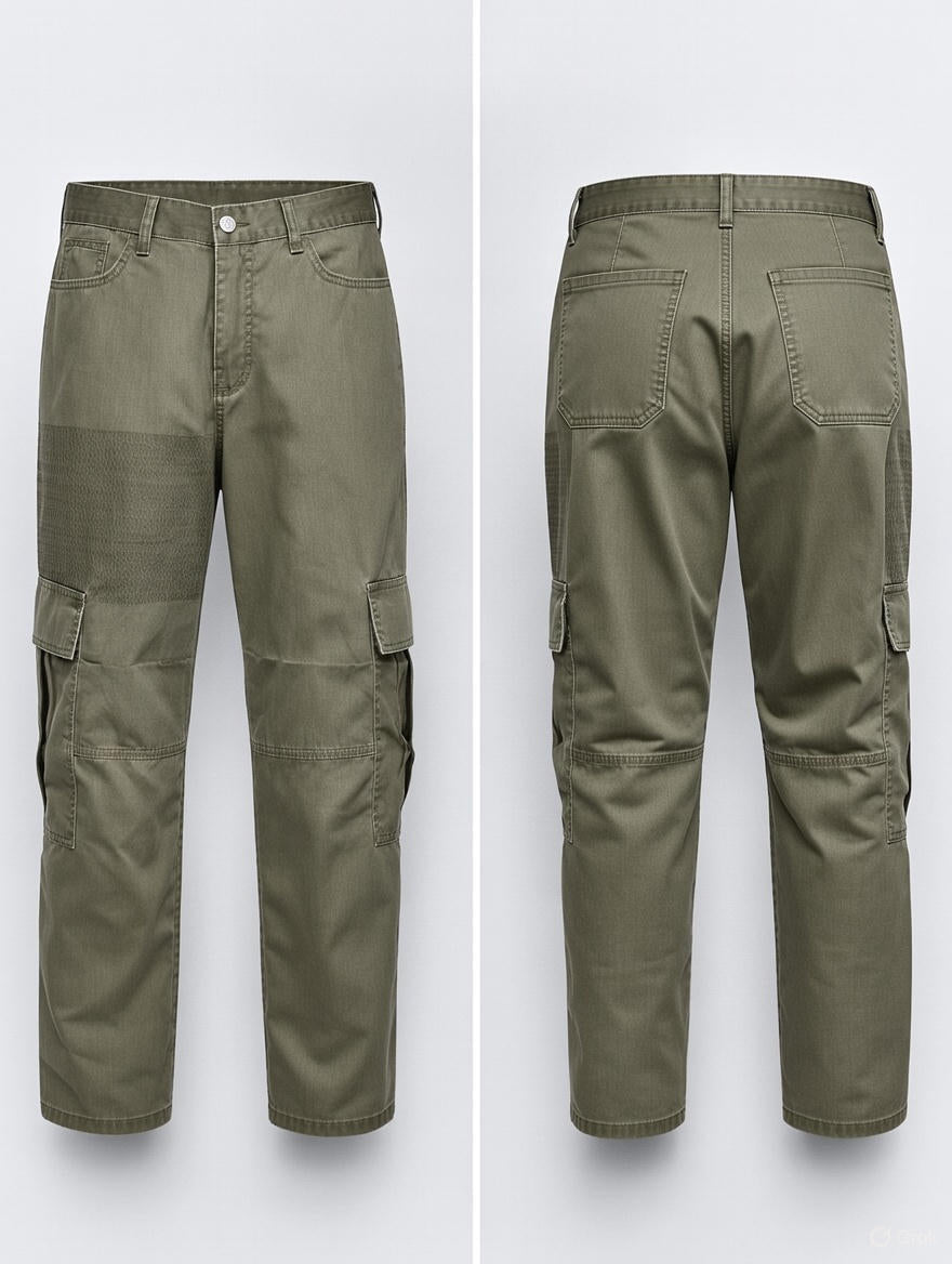 Pantalon Cargo Homme Wide Leg – Vert Kaki