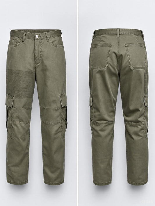 Pantalon Cargo Homme Wide Leg – Vert Kaki