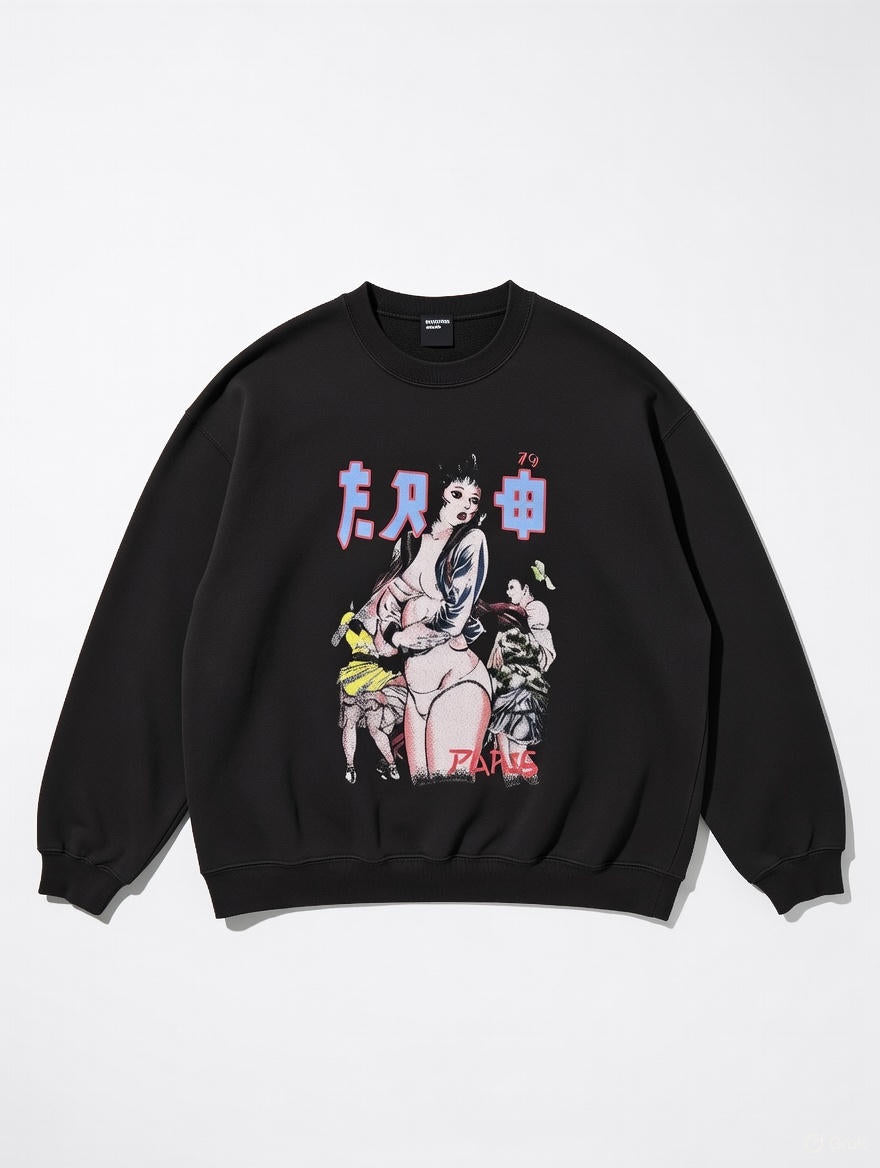 sweatshirt noir oversized