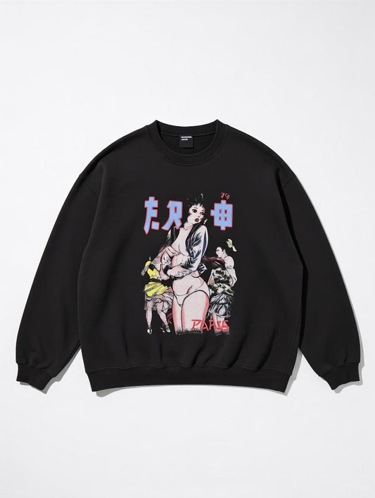 sweatshirt noir oversized