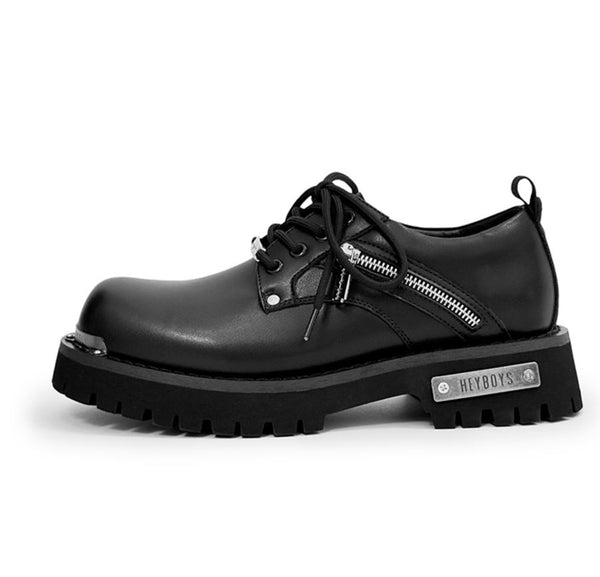 Derby chunky en cuir noir brillant
