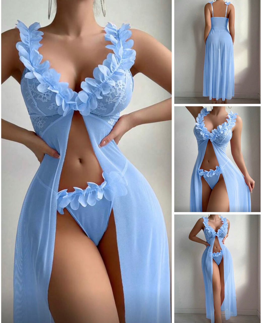 Babydoll bleu ciel floral