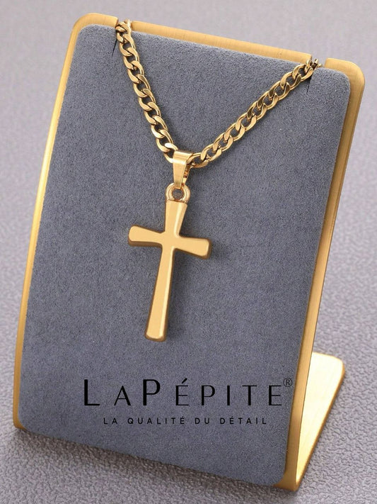 Chaine avec Pendentif Croix Minimal Or La Pépépite
