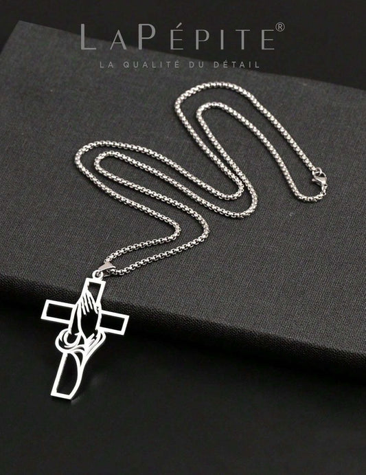 chaine avec pendentif Croix Prière La Pépépite